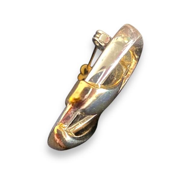 Vintage Knotted Heart Brooch Pin Mid Size Gold Silver Woven Metal Back Pin 1980s - Picture 8 of 11